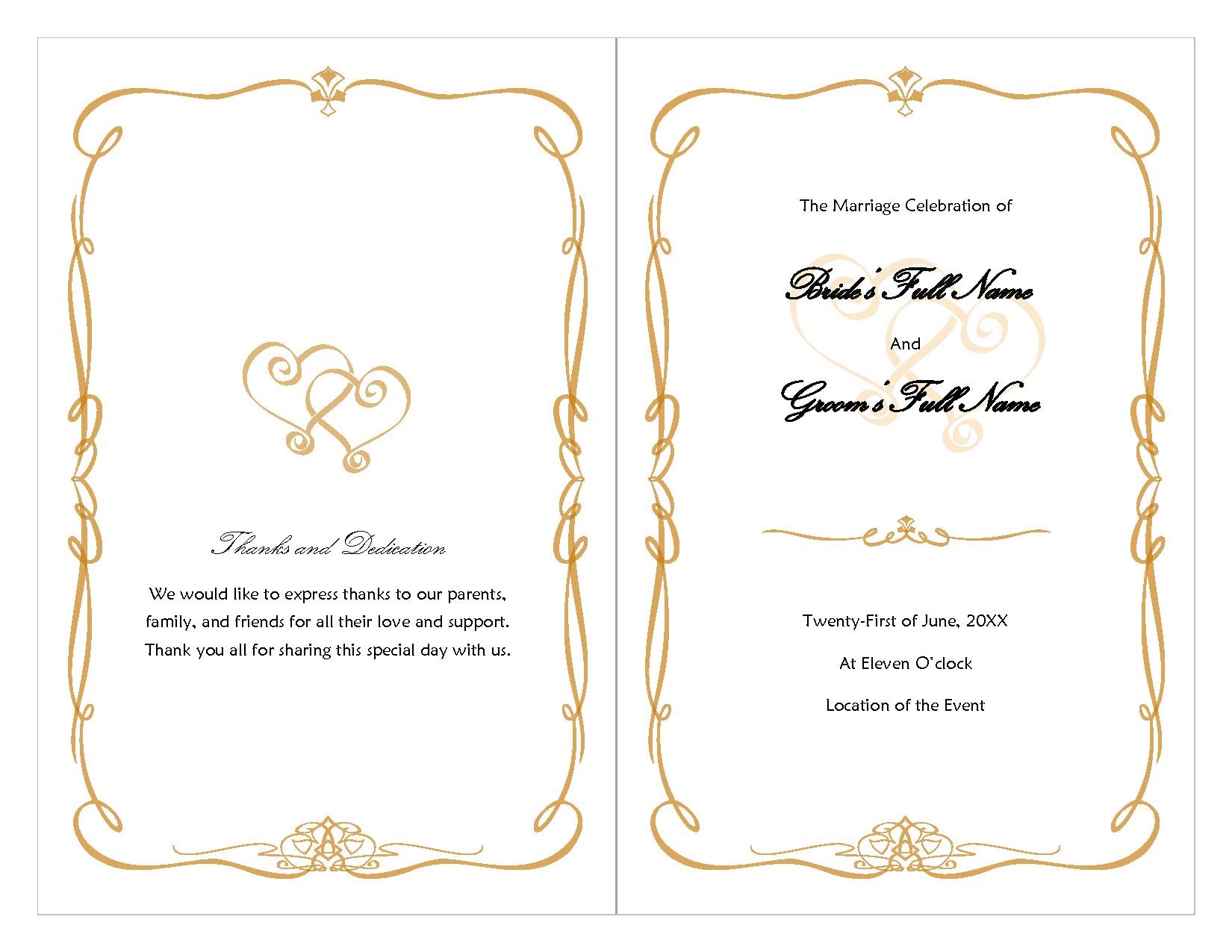 Wedding program front cover template